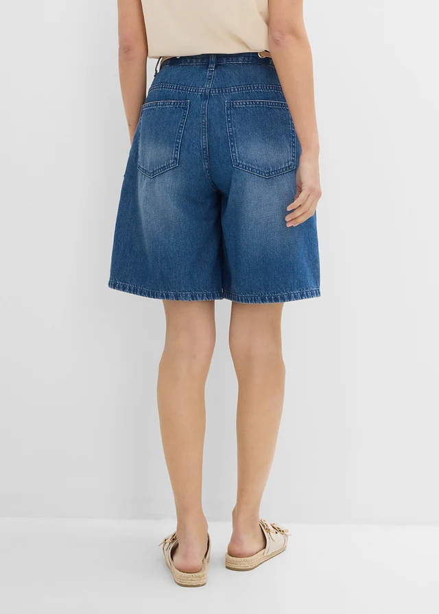 Džínové bermudy Mid Waist, šňůrka • modrý denim used • bonprix obchod