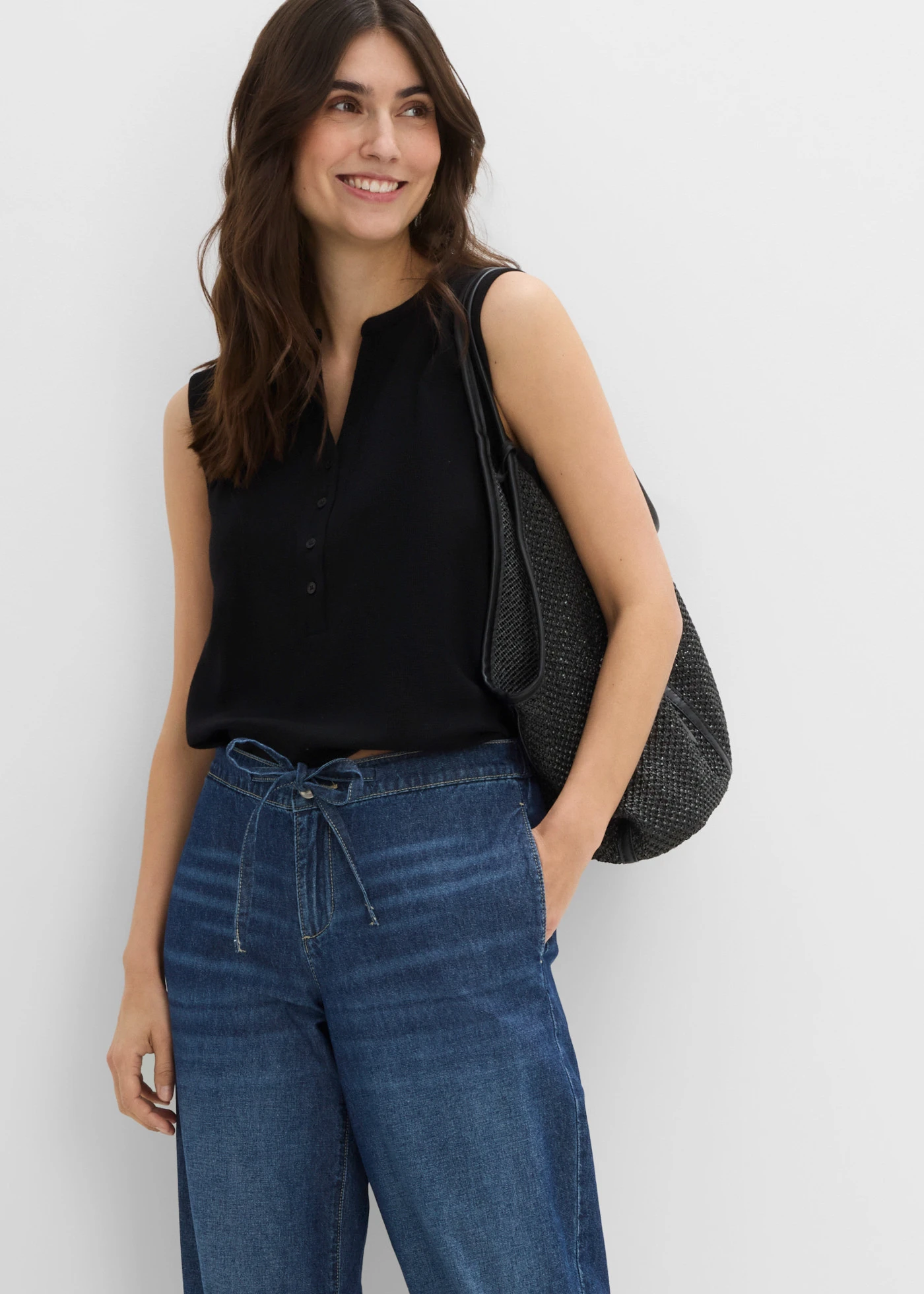 Džíny Barrel, Mid Waist, zkrácené • modrý denim used • bonprix obchod