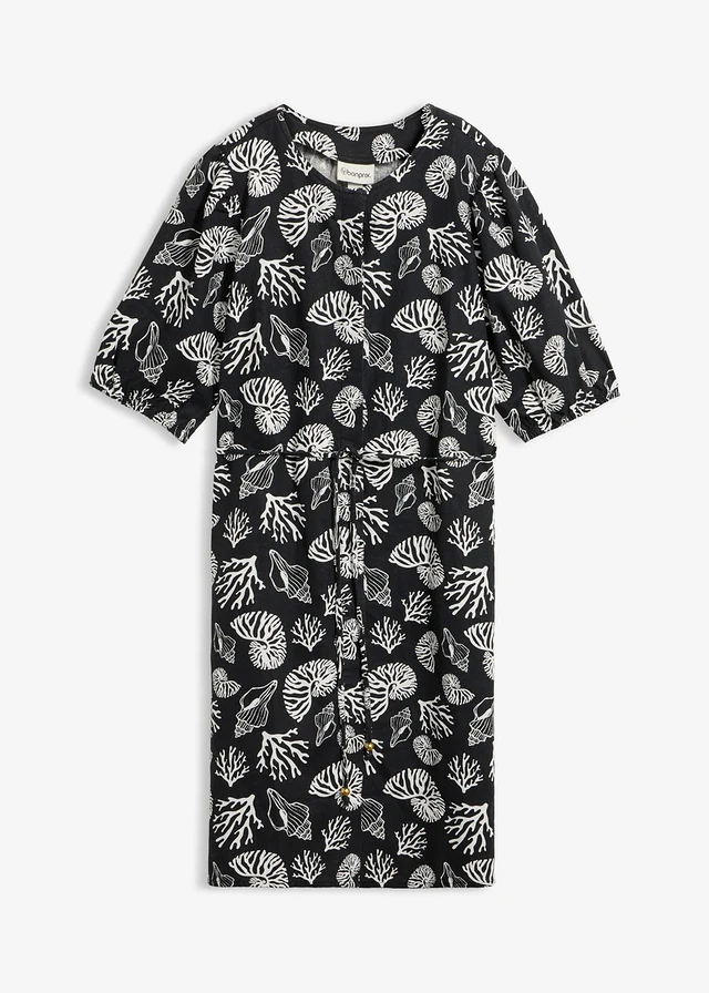 Blúzruha lenvászonnal, szín: fekete/gyapjúfehér