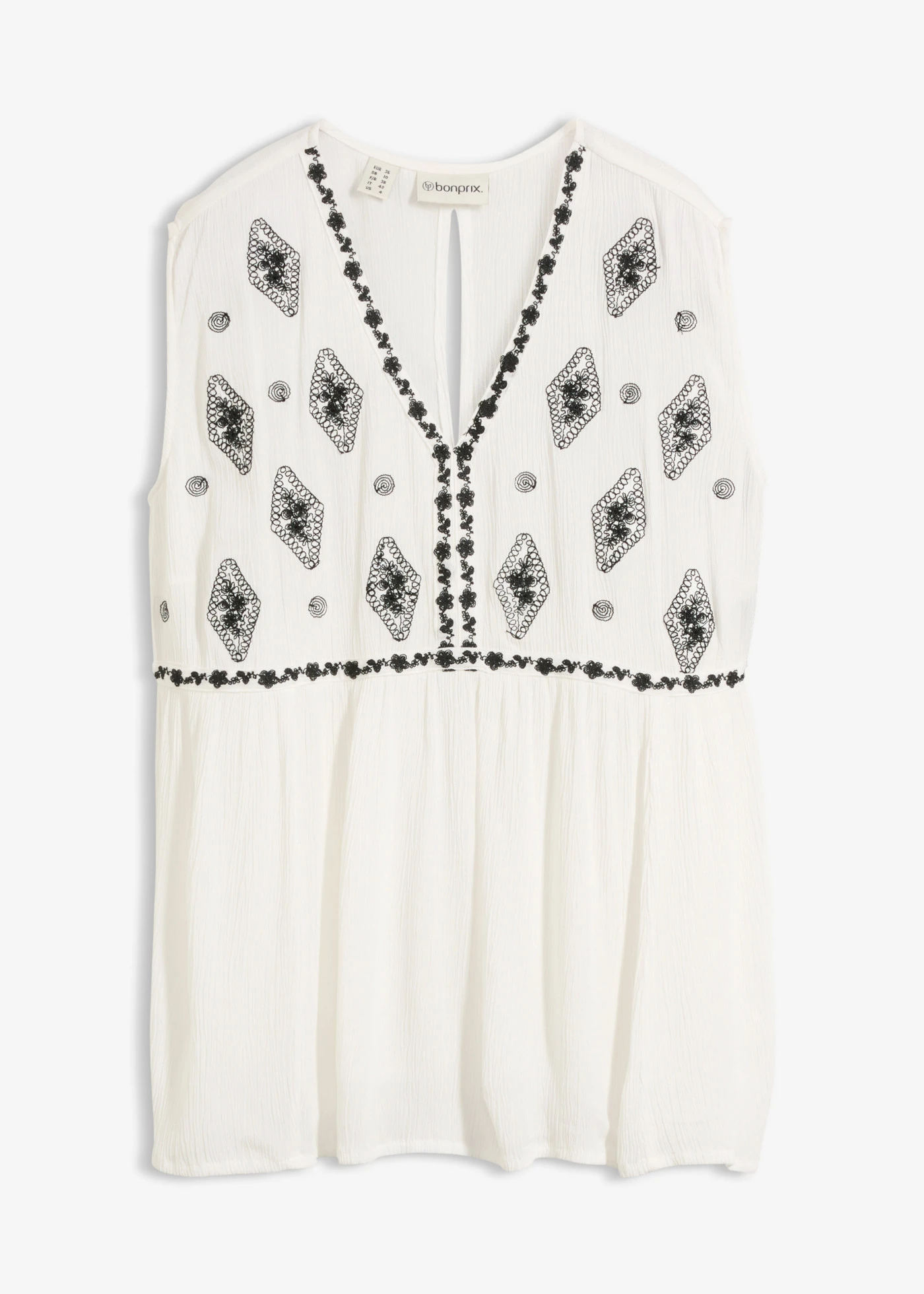 Blousetop van soepele viscose • wolwit-zwart • product-page.page-title-suffix