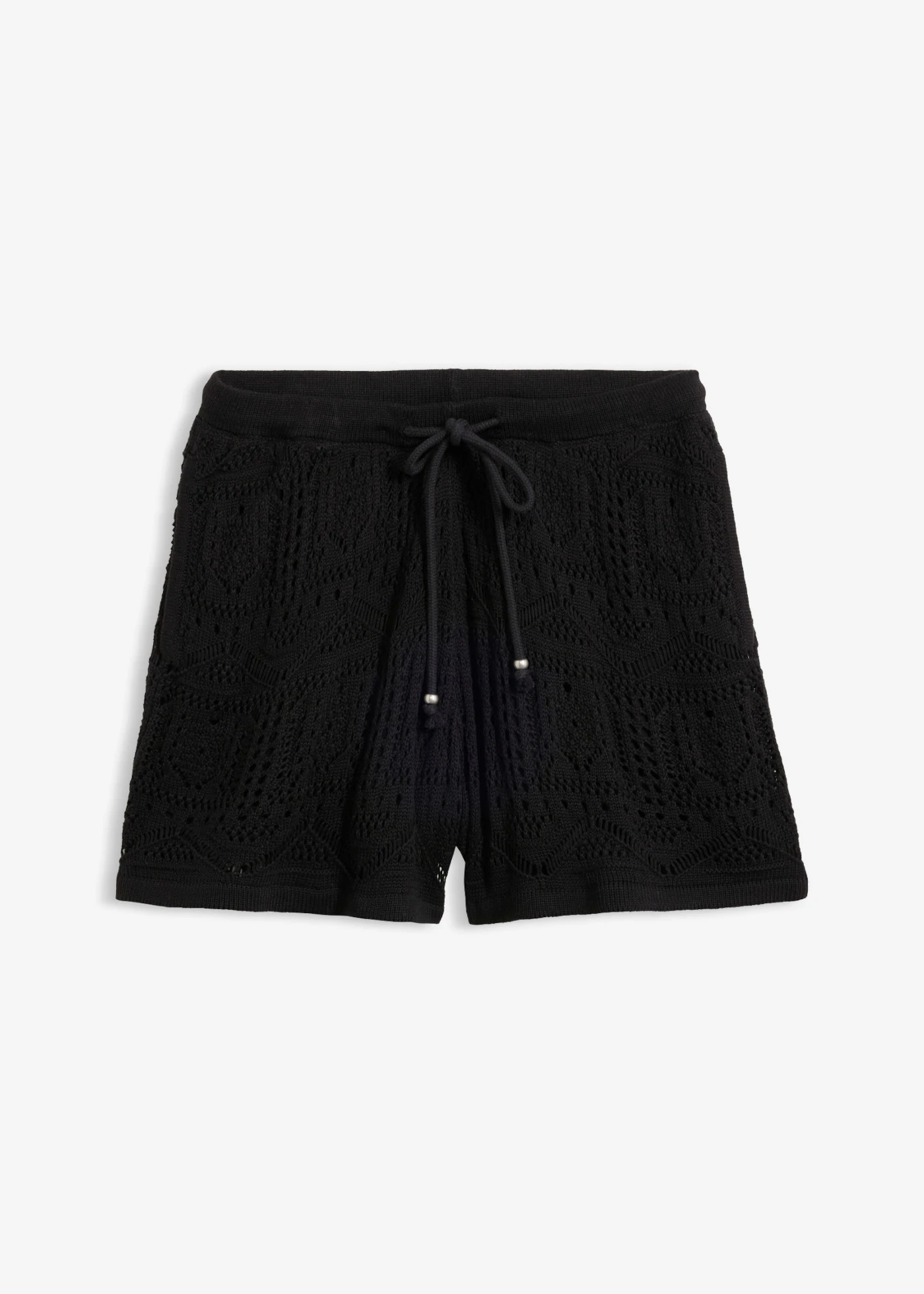 Pantaloni tricotați cu model ajurat din material cu bumbac • negru • magazin bonprix