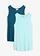 Lot de 2 débardeurs longs en viscose douce, Couleur: bleu aqua/pétrole