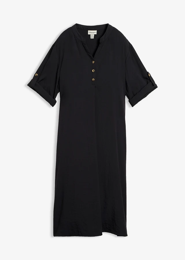 Midi jurk in een linnenmix • zwart • product-page.page-title-suffix