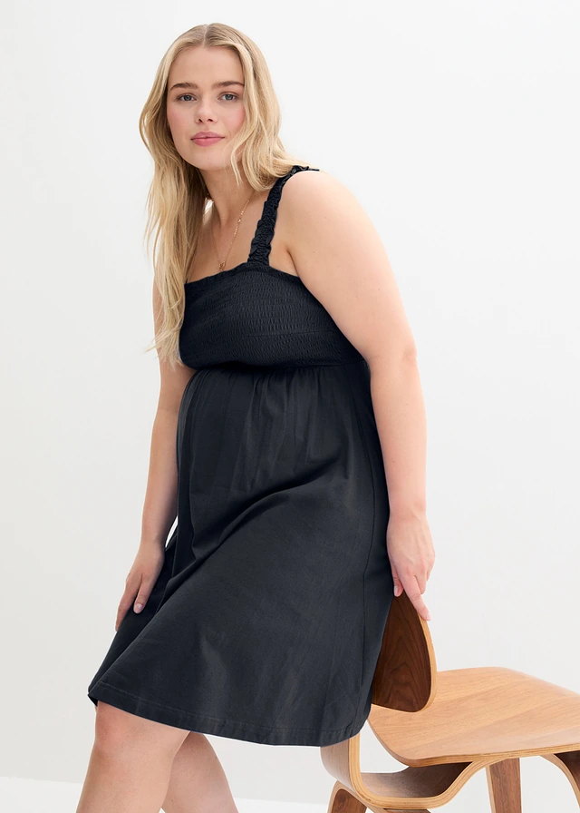 Lot de 2 robes de grossesse en coton, Couleur: bleu foncé/noir