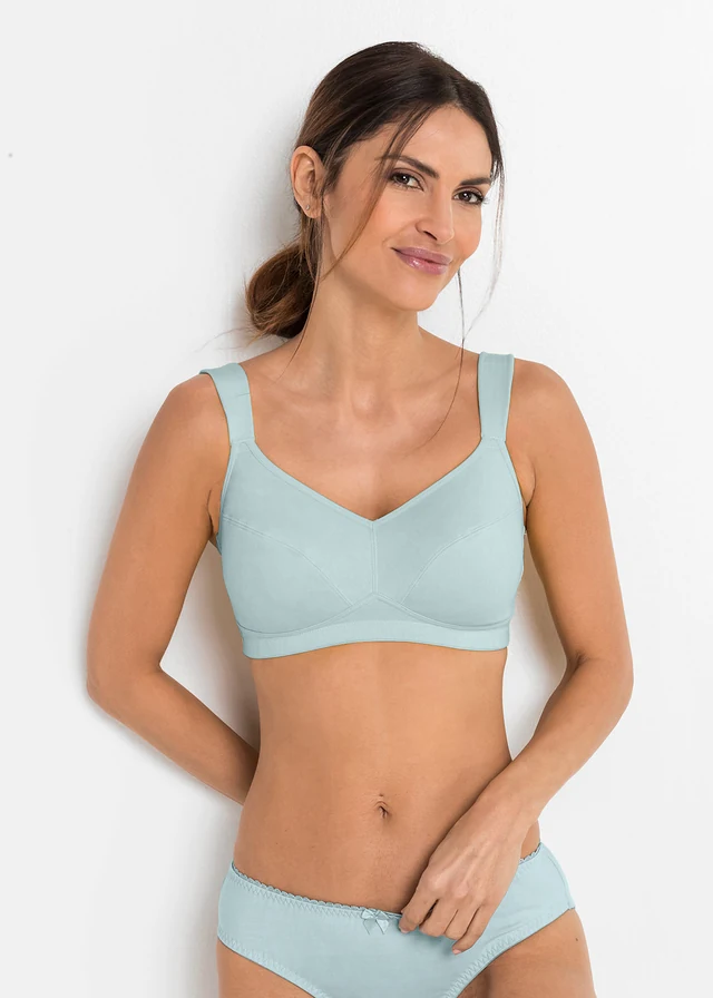 Sutien fără armătură cu bumbac organic (set/2 buc.) • verde-mentol deschis/ecru • magazin bonprix