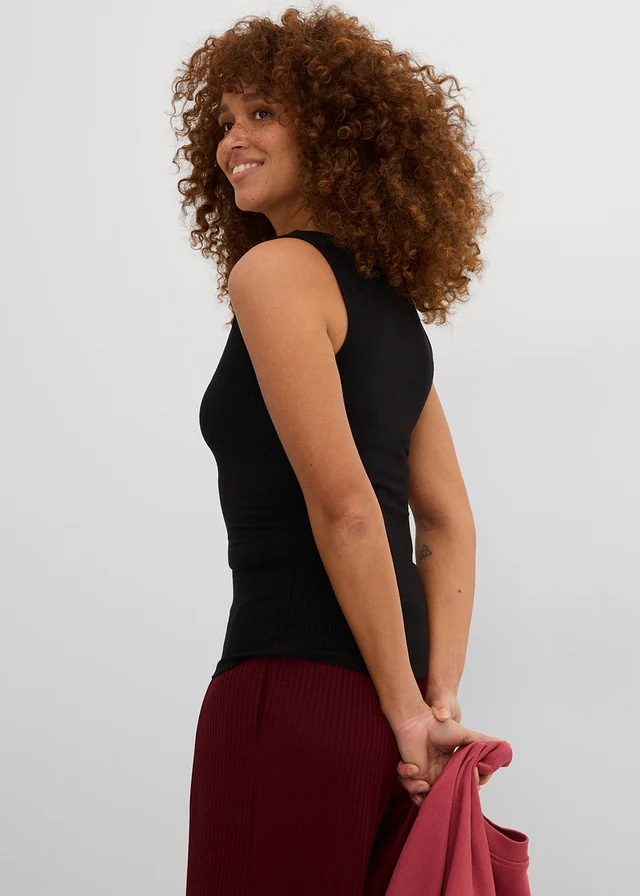 Geribde top van zachte viscose • zwart • product-page.page-title-suffix