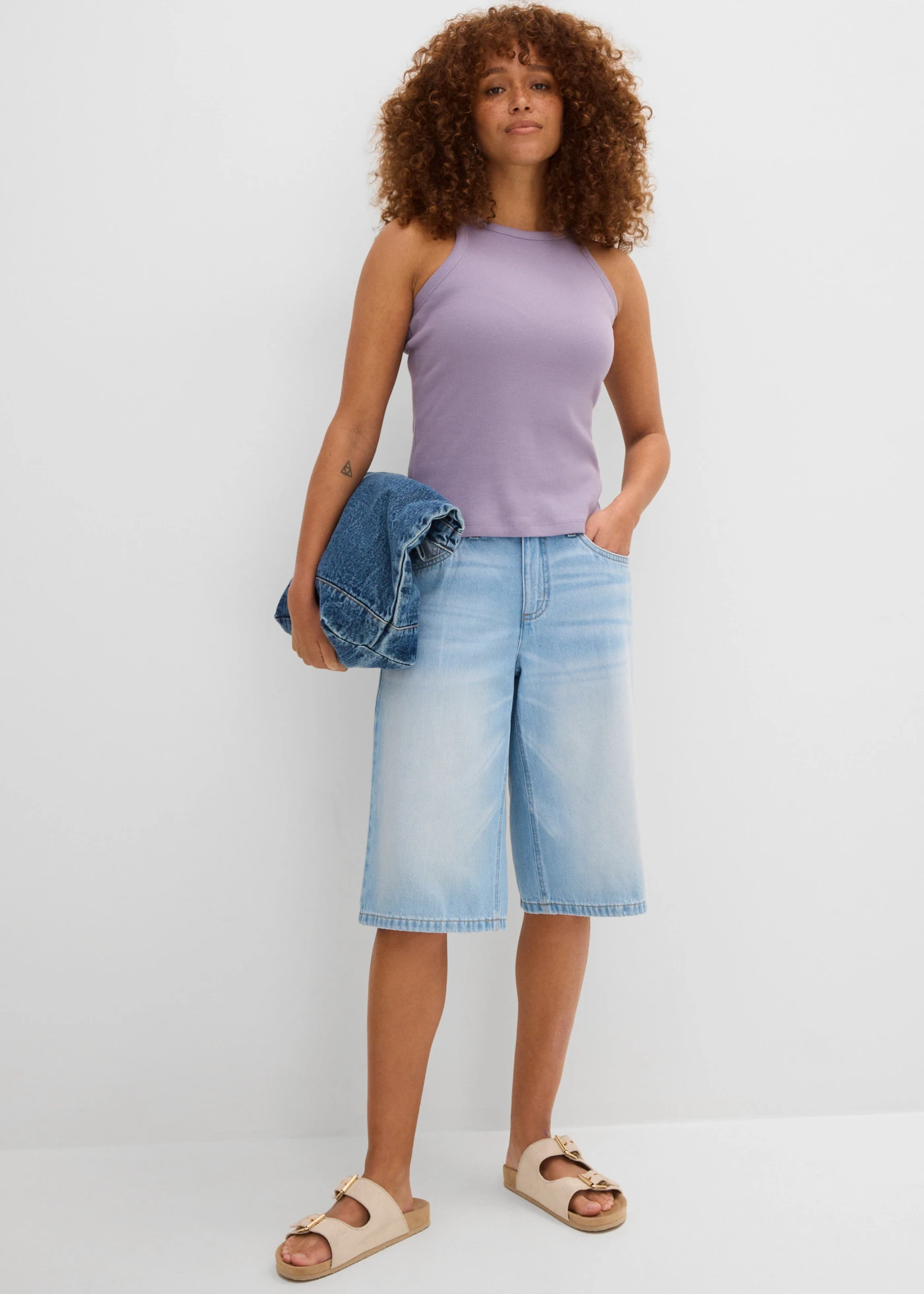 Geribde tanktop • rookviolet • bonprix online shop