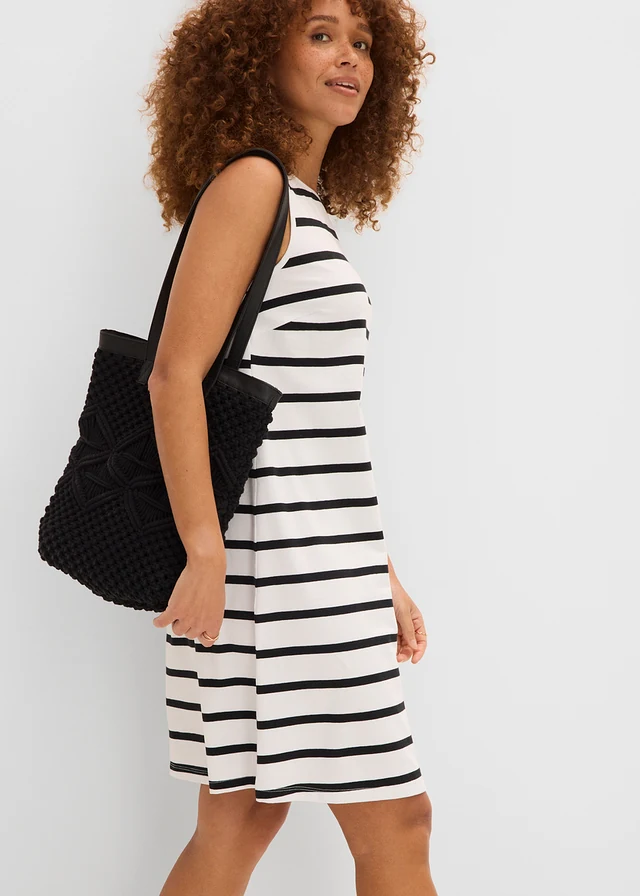 Robe en jersey coton • blanc/noir rayé • product-page.page-title-suffix