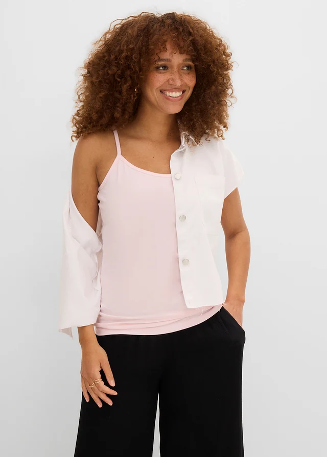 Lot de 6 tops à fines bretelles réglables • écru-sable clair-taupe-rose clair-gris-olive • product-page.page-title-suffix