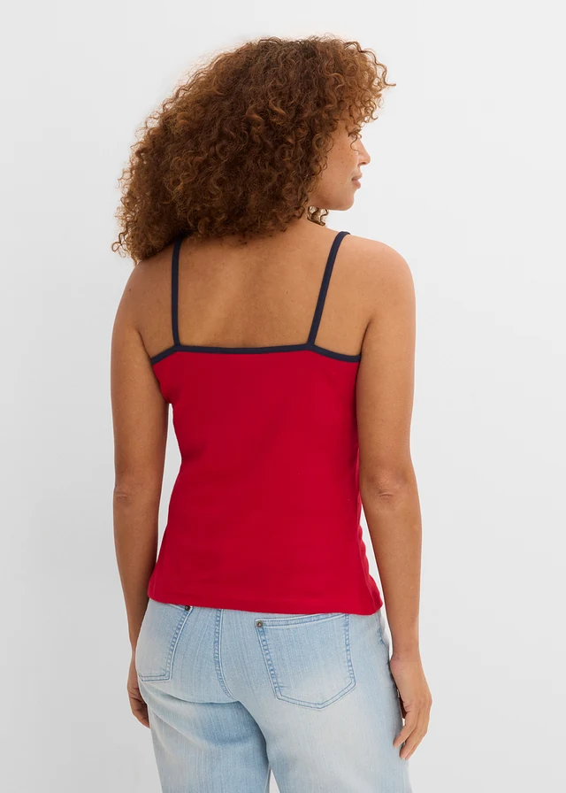 Top s úzkými ramínky (6 ks v balení), barva: červená + černá + světle šedý melír + tmavě modrá + bílá