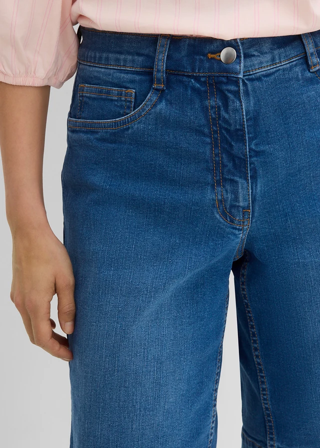 Džínsové bermudy Mid Waist z bio bavlny • modrá denim used • obchod bonprix