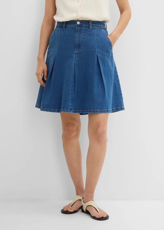 Džínová sukně Mid Waist, sklady • modrý denim used • bonprix obchod