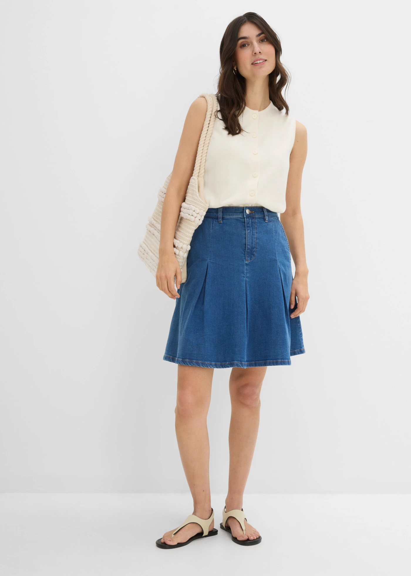 Džínová sukně Mid Waist, sklady • modrý denim used • bonprix obchod