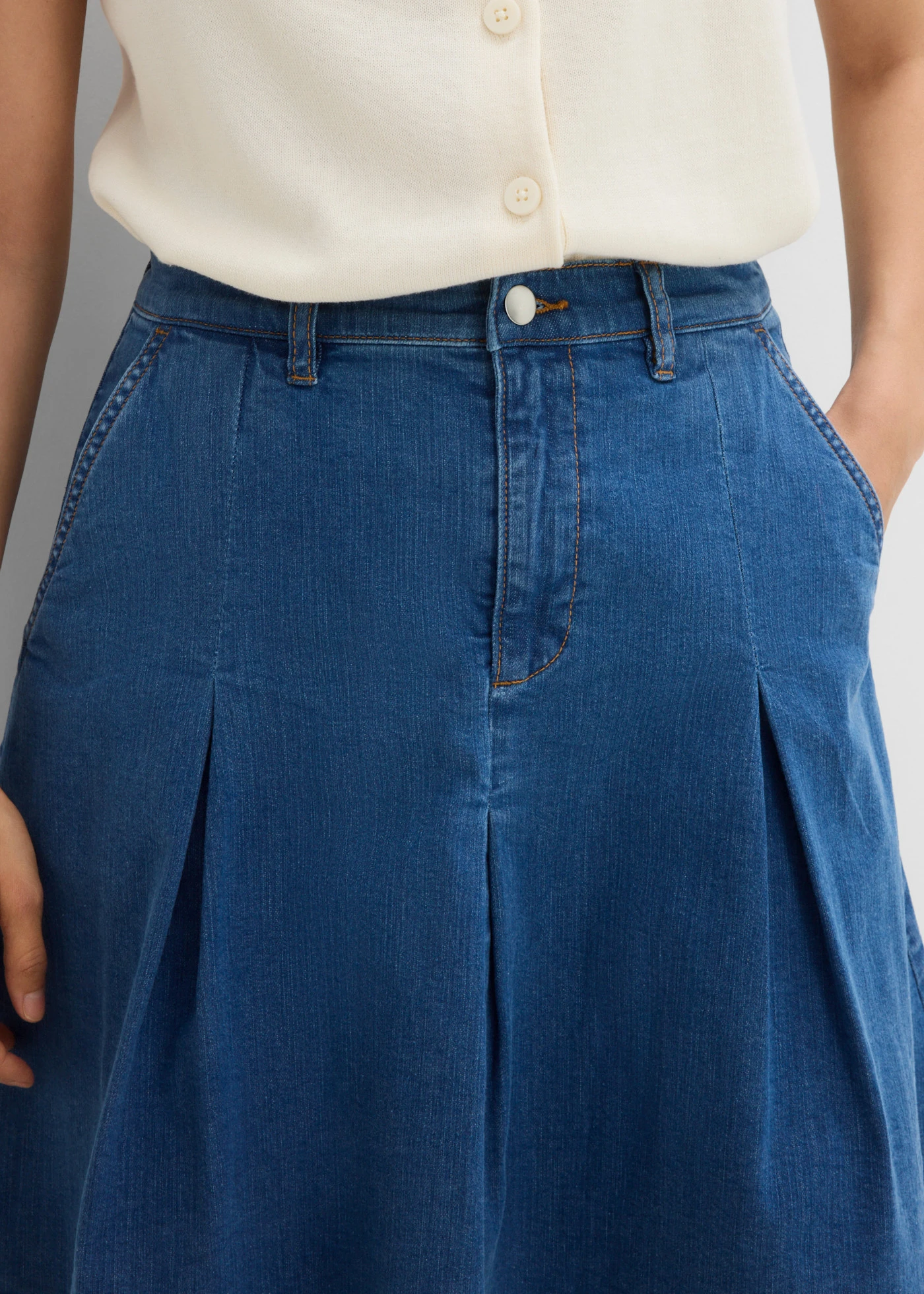 Džínová sukně Mid Waist, sklady • modrý denim used • bonprix obchod