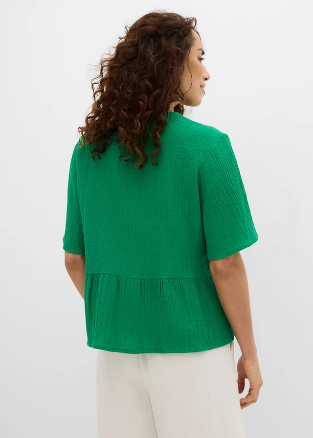 Blouse van luchtige mousseline, Kleur: edelsteengroen