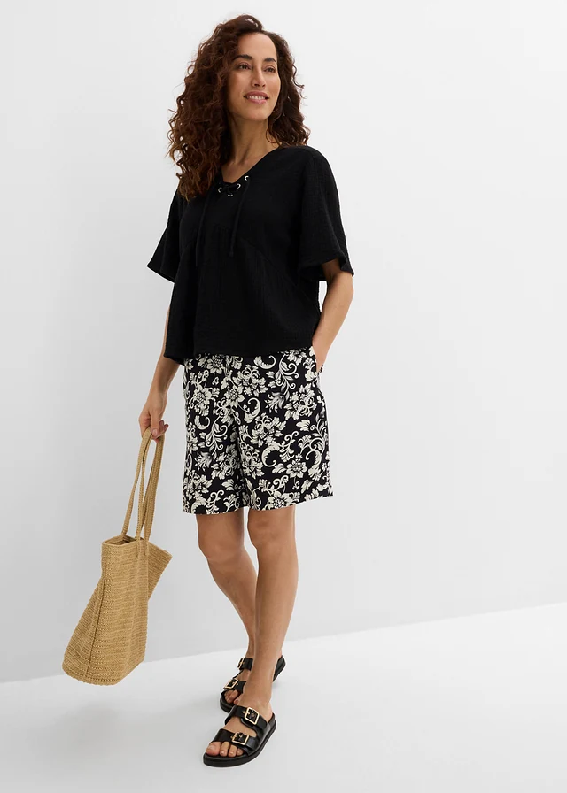 Bluză din tricot din muselină vaporoasă • negru • magazin bonprix