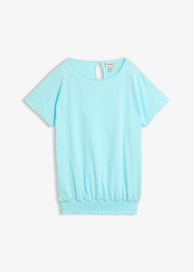 Shirt van effectgaren met gesmokte boord • aquablauw • product-page.page-title-suffix