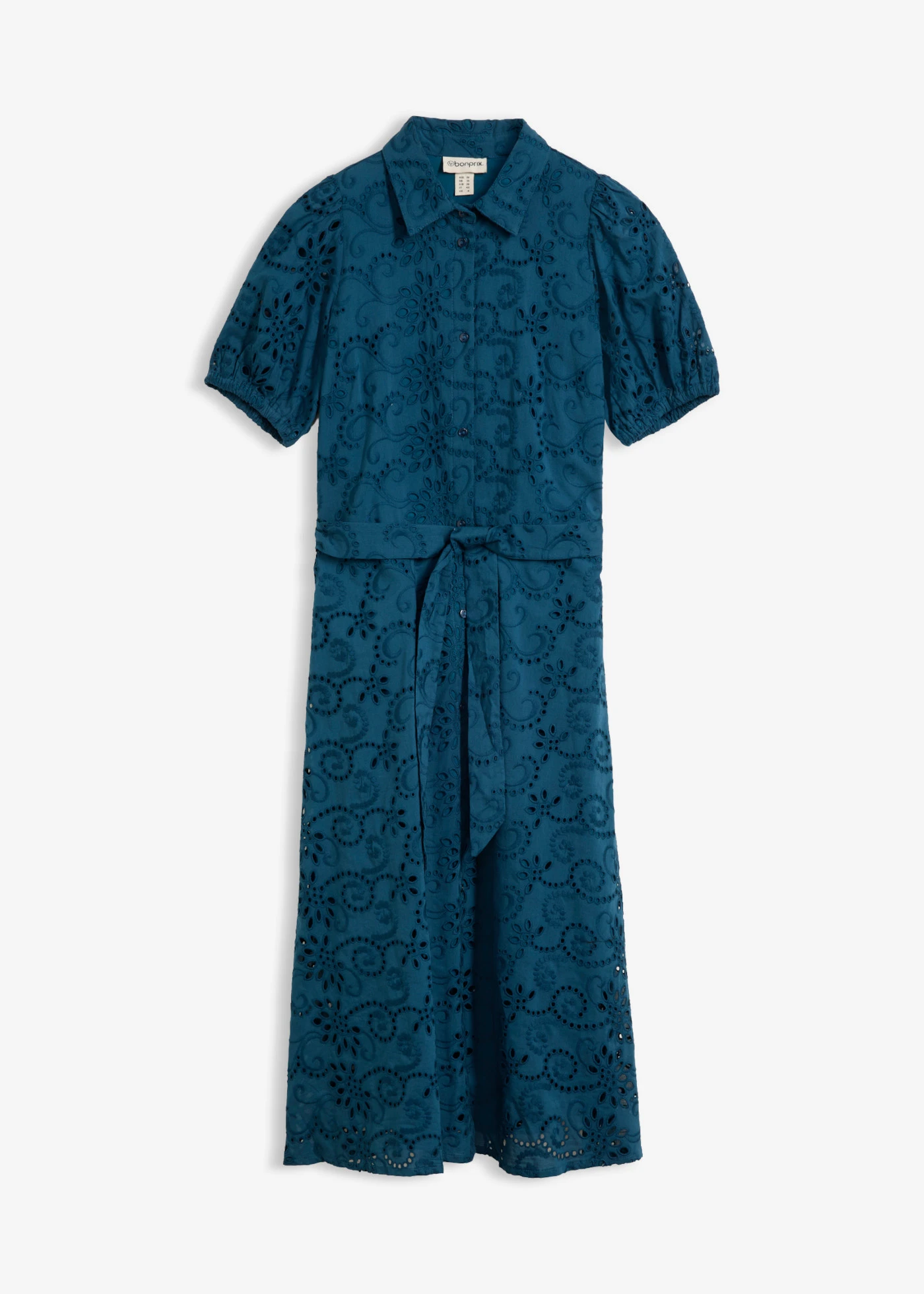 Robe chemise en broderie anglaise, 100% coton • pétrole • product-page.page-title-suffix