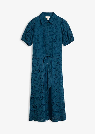 Blousejurk met broderie anglaise borduurwerk, van puur katoen