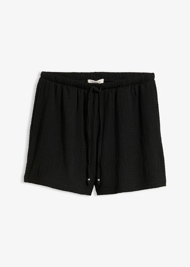 Short en crêpe texturé avec taille élastiquée
