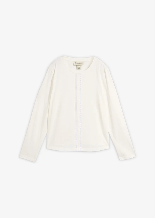 Kanten shirt van puur katoen