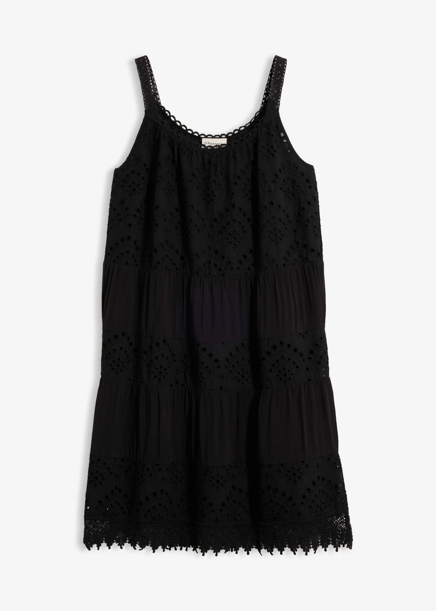 Robe à fines bretelles en viscose avec dentelle • noir • product-page.page-title-suffix