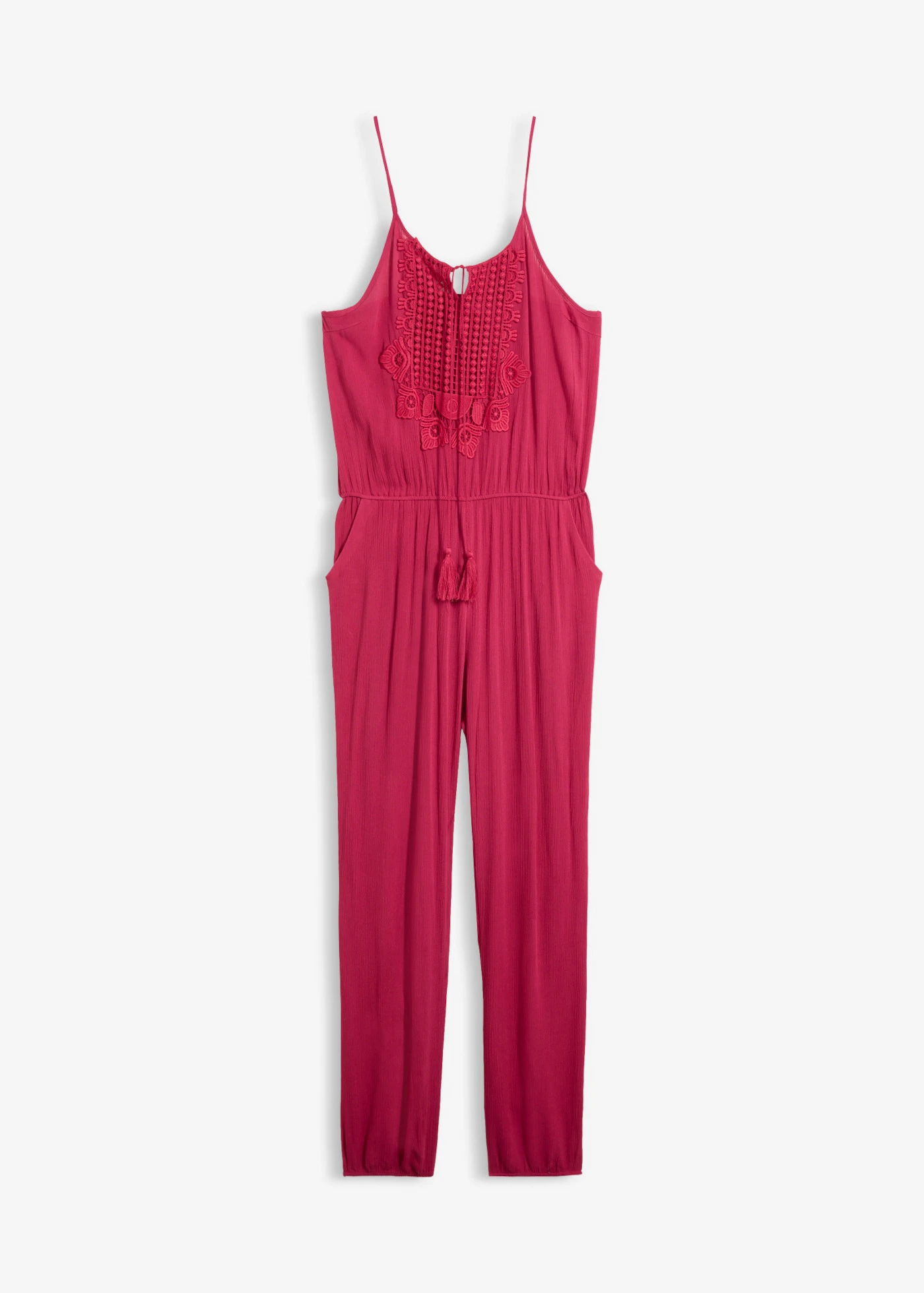 Jumpsuit van gestructureerde viscose • bessenrood • product-page.page-title-suffix