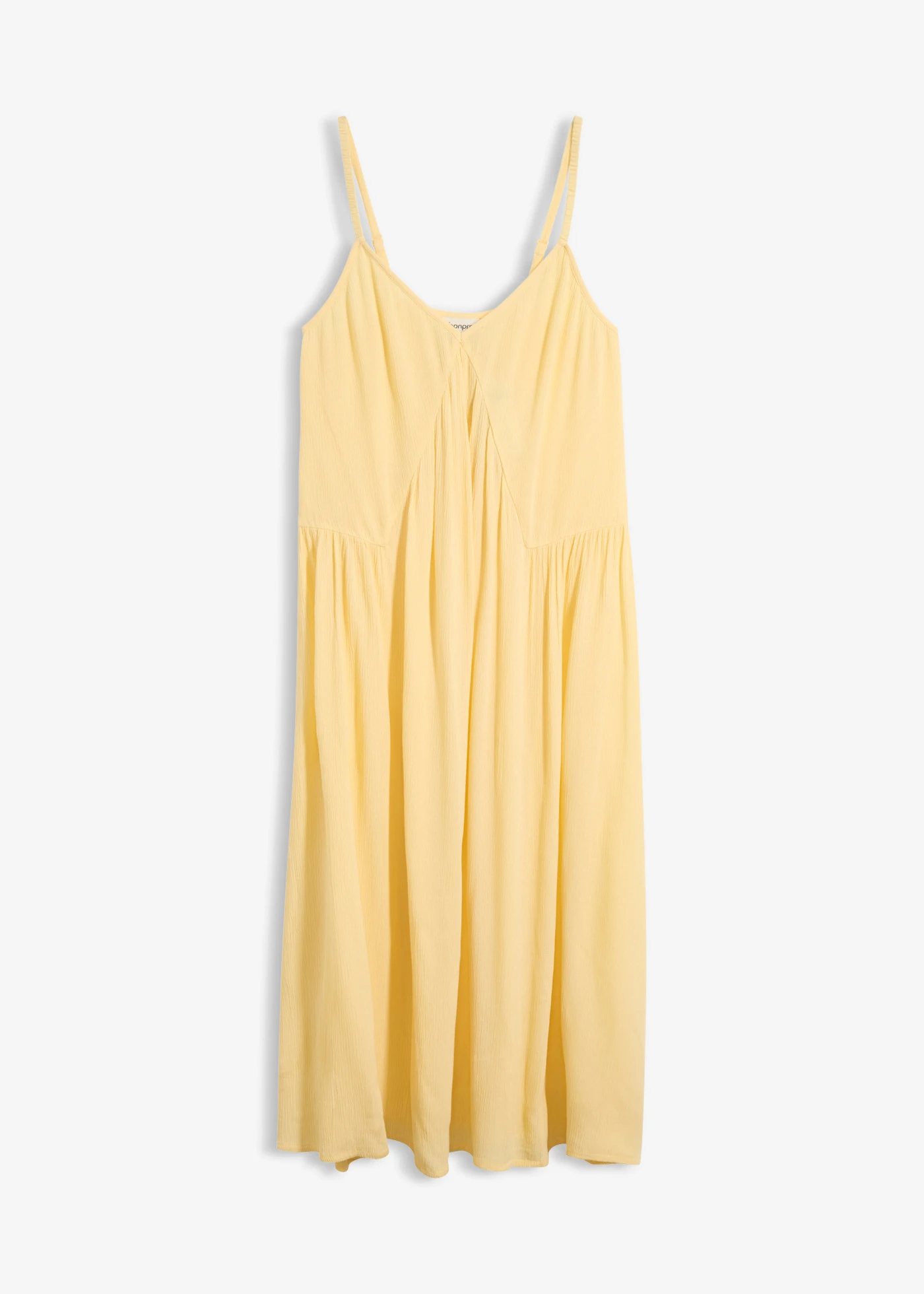 Midi jurk van gestructureerde viscose • pastelgeel • product-page.page-title-suffix