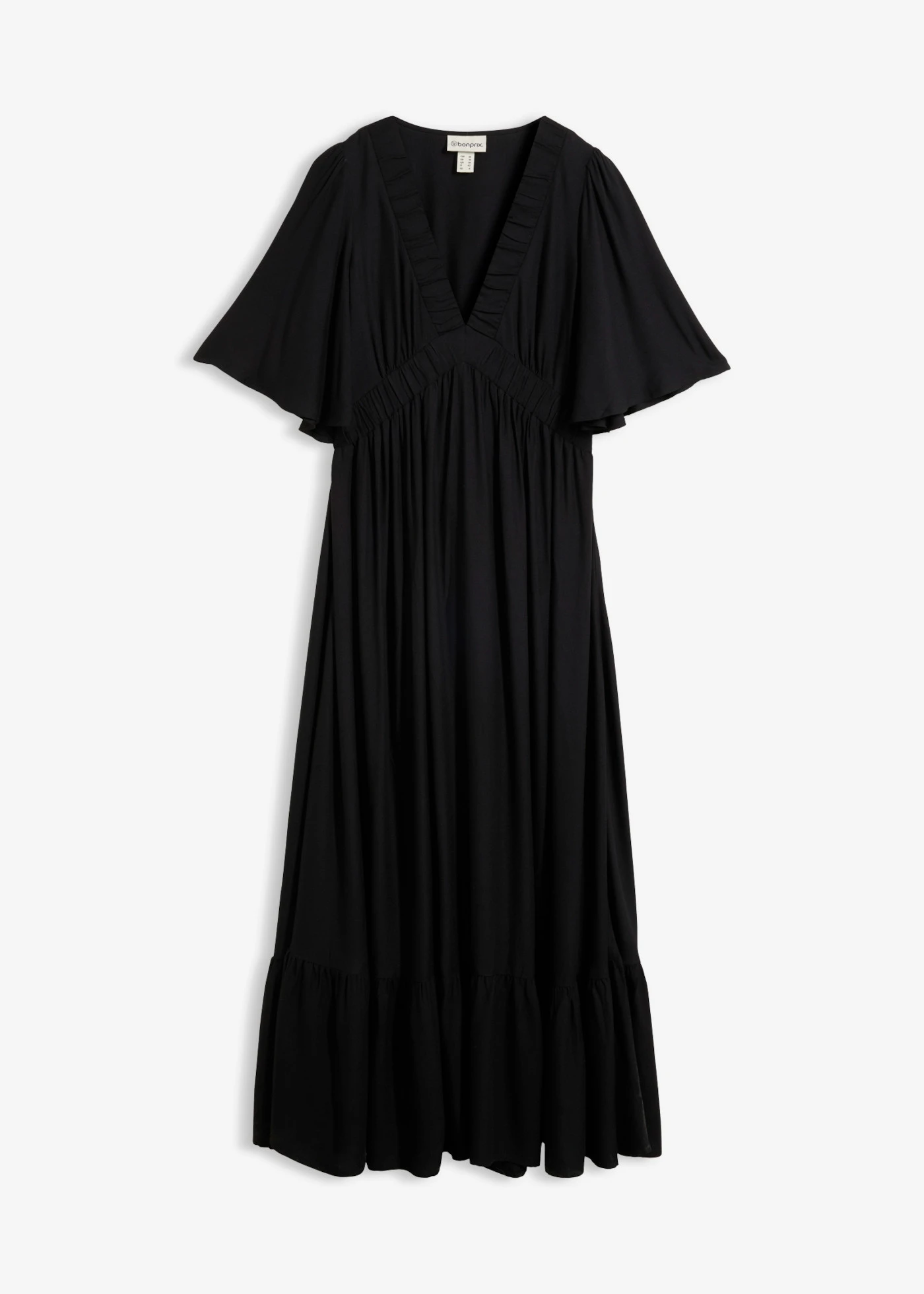 Maxi lépcsőzetes ruha puha viszkózból • fekete plus size • bonprix áruház