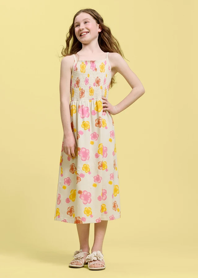 Jersey jurk van een elastische katoenmix, Kleur: zilverkleur gebloemd
