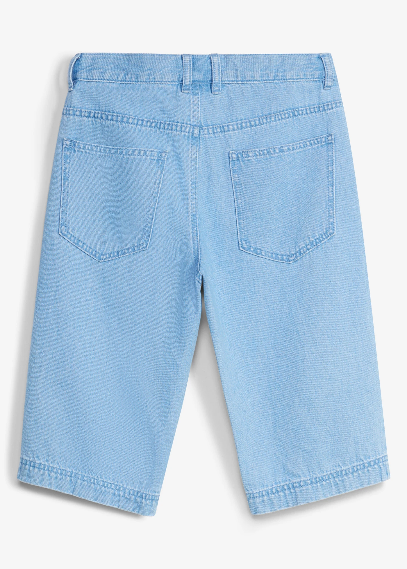 Bermudy jeansowe z regulowanym pasem, loose fit • niebieski denim • sklep bonprix