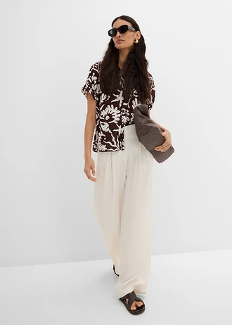 Zomerse bandplooibroek van een viscosemix • wolwit • bonprix online shop