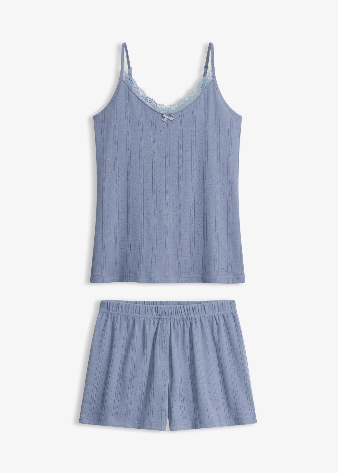 Shortama van pointelle jersey • rookblauw • product-page.page-title-suffix