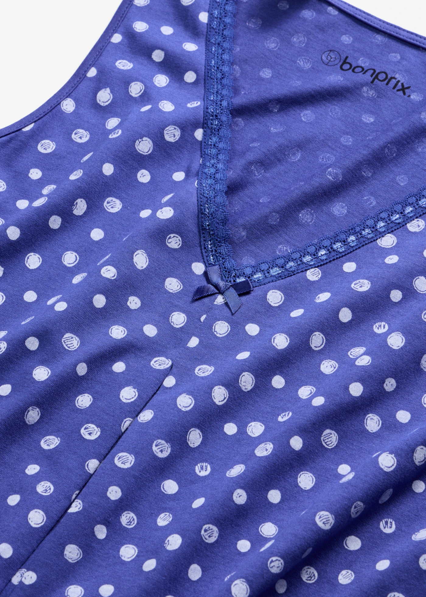 Kort nachthemd in een zachte viscosemix • saffierblauw/wolwit gestippeld • product-page.page-title-suffix