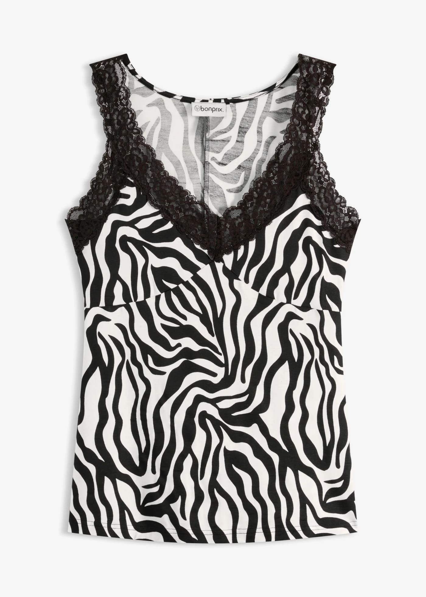 Top s háčkovanou časťou • biela vlna zebra • obchod bonprix