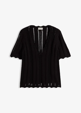 Gebreid shirt met diepe halslijn