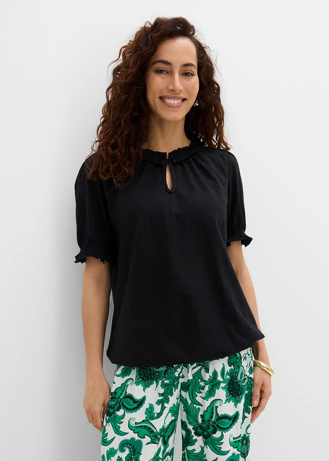 Tričko z bavlny, farba: čierna
