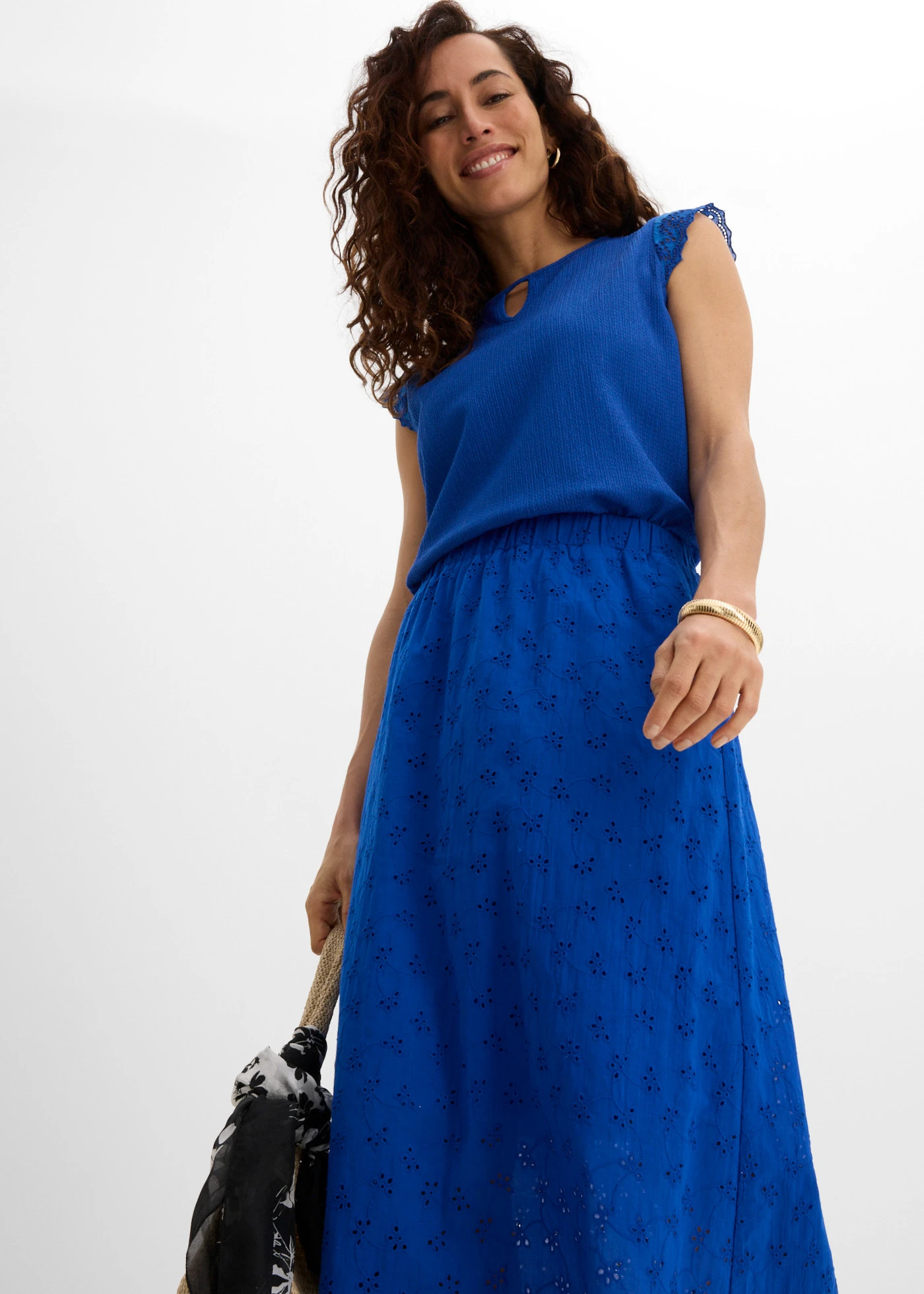 Jupe midi 100% coton • bleu cobalt • product-page.page-title-suffix
