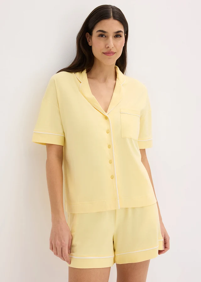 Pyjashort en viscose mélangée, Couleur: jaune clair