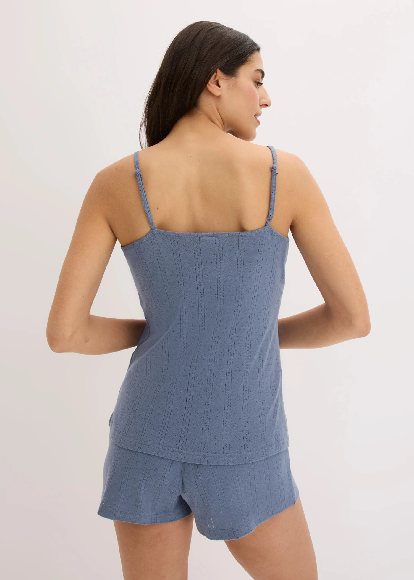 Shortama van pointelle jersey • rookblauw • product-page.page-title-suffix