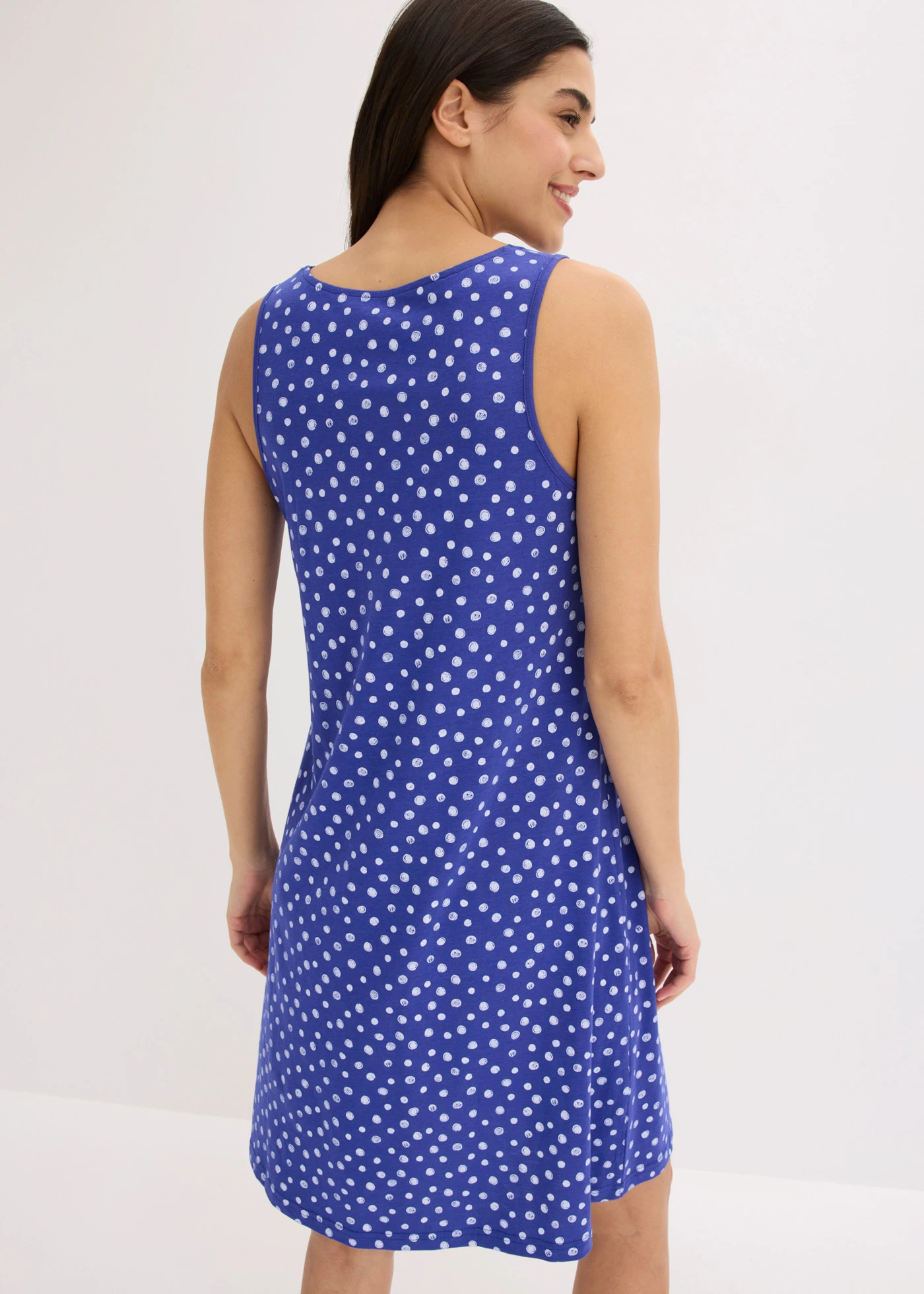 Nuisette courte et douce en viscose mélangée • bleu saphir pois écru • product-page.page-title-suffix