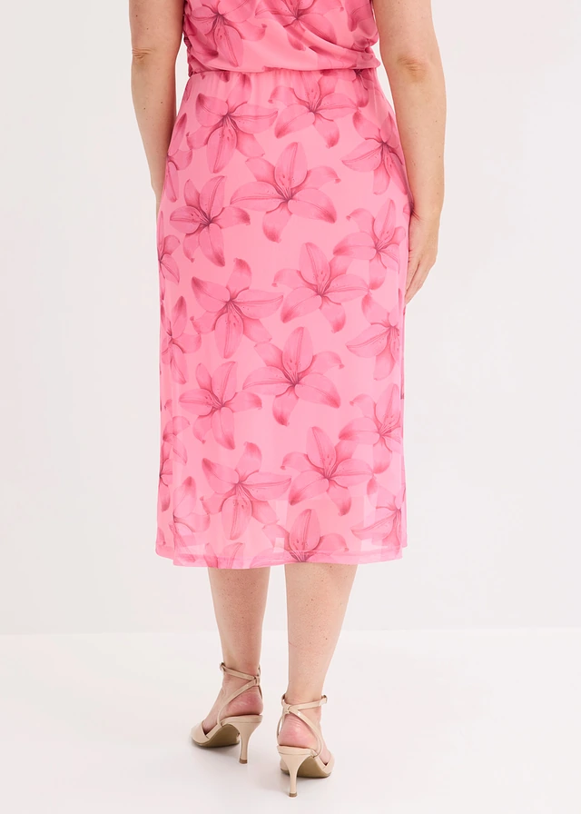 Jersey rok van soepel mesh, Kleur: roze gebloemd