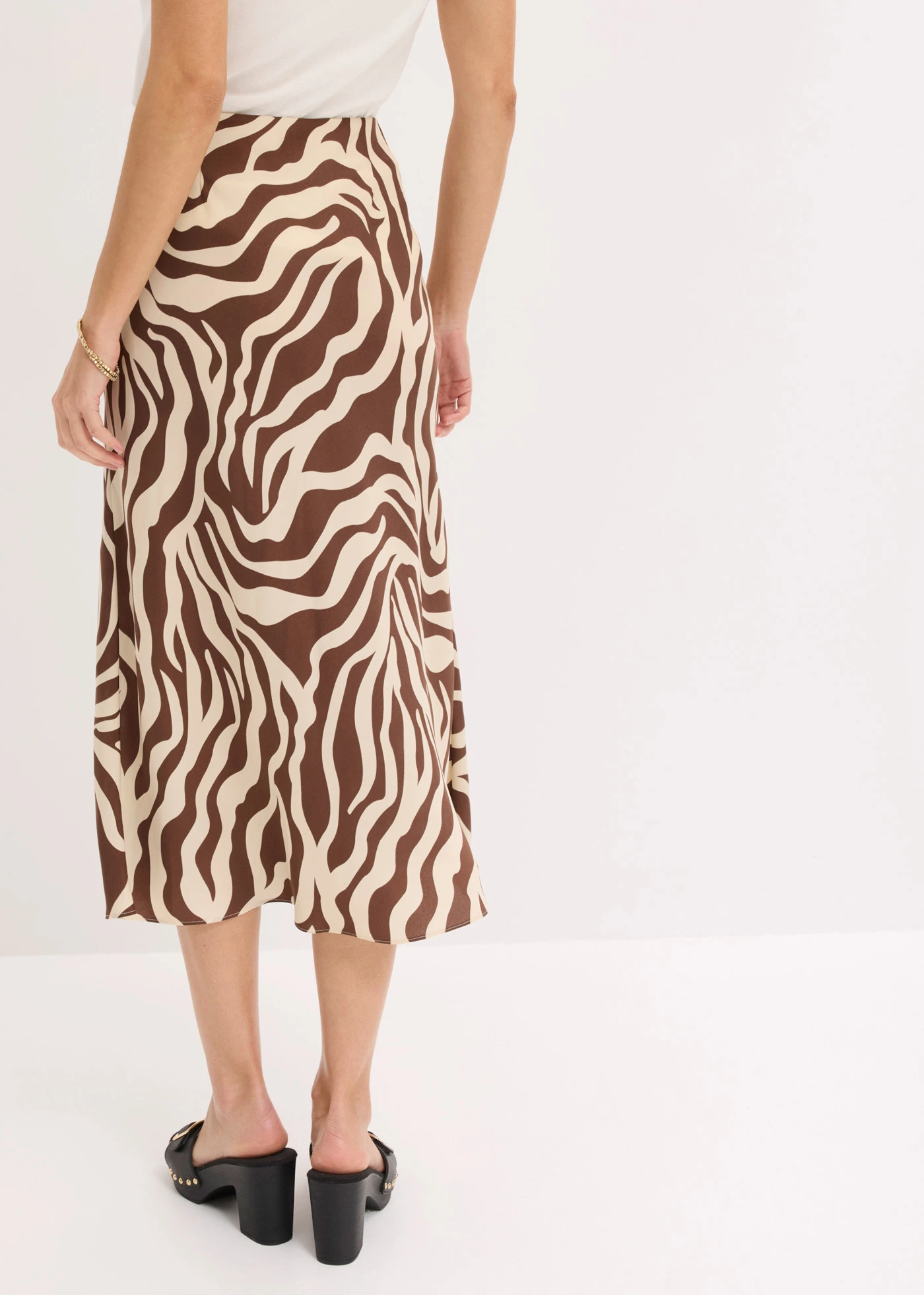 Midirok van soepel satijn • bruin gedessineerd • product-page.page-title-suffix