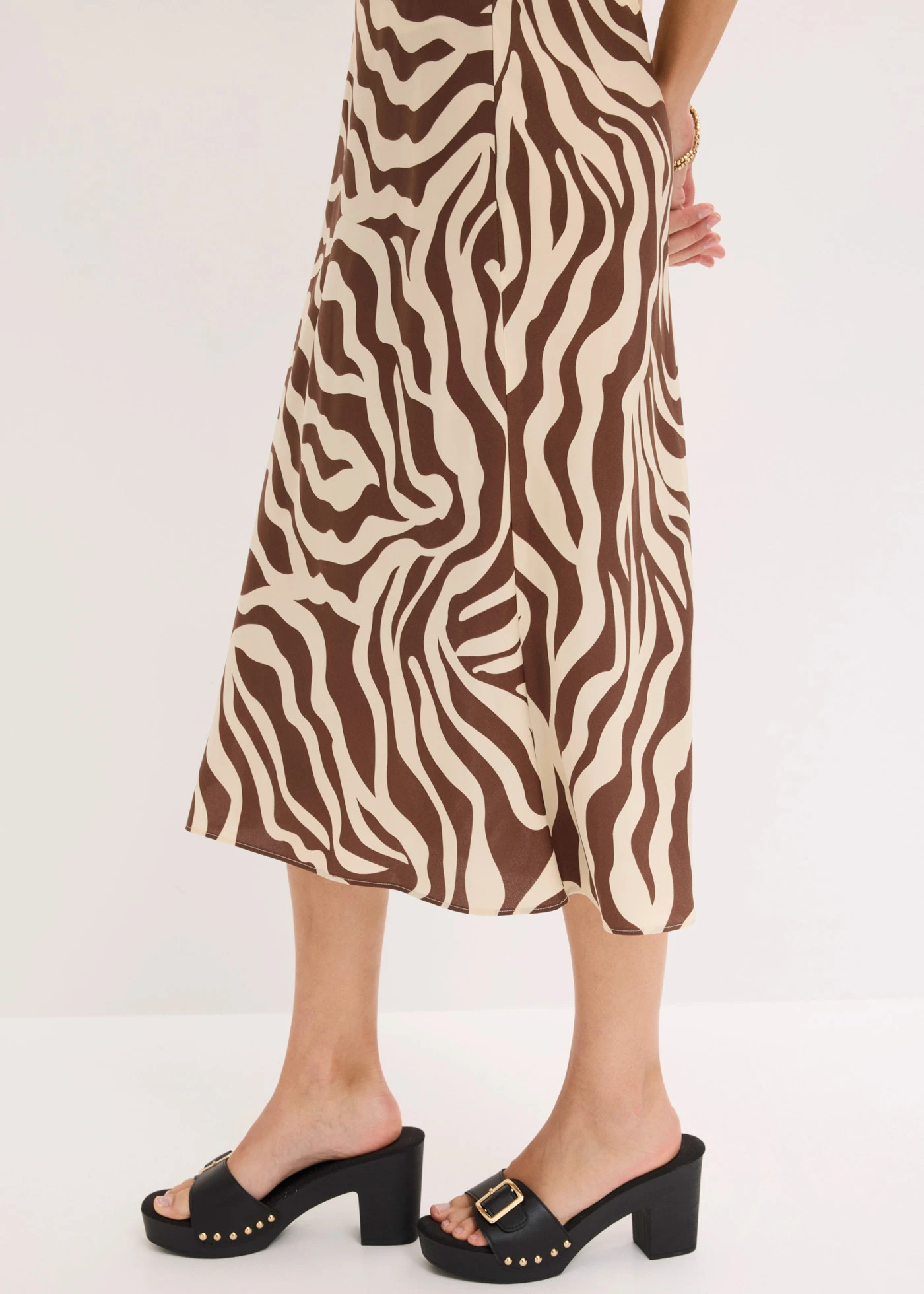 Midirok van soepel satijn • bruin gedessineerd • product-page.page-title-suffix
