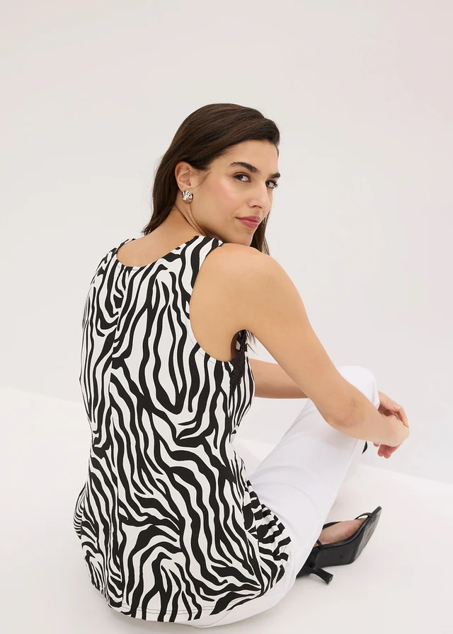 Top met gehaakte kanten inzet • wolwit zebraprint • product-page.page-title-suffix