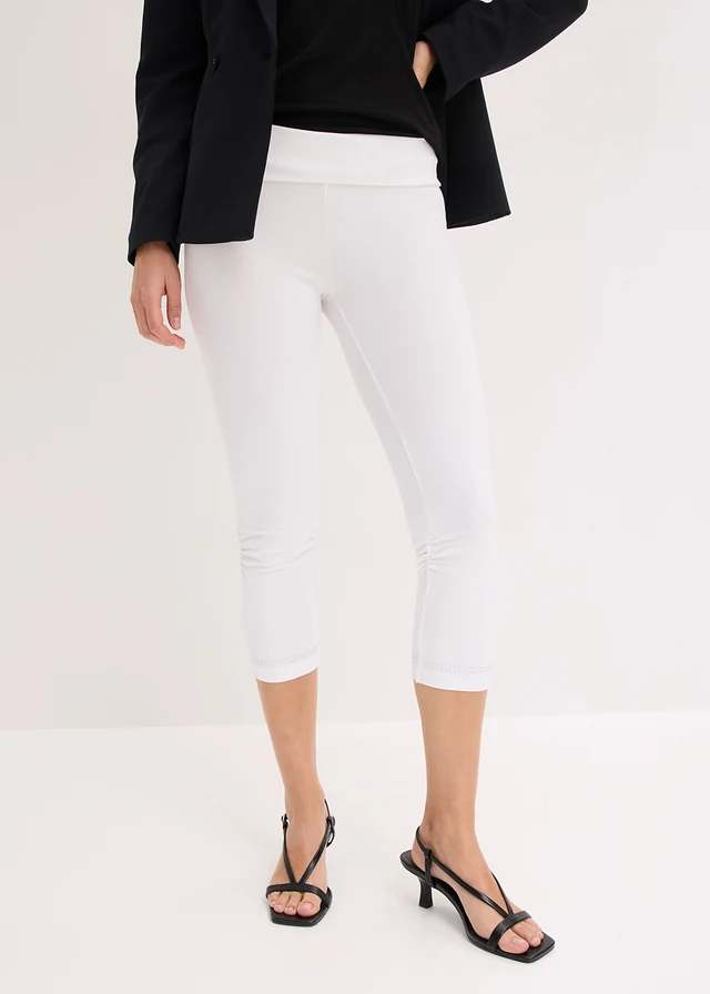 Capri legging csillogó részletekkel (2 db-os csomag) • fehér • bonprix áruház
