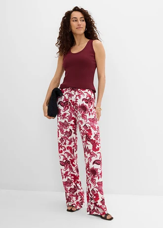 Geribde tanktop met biologisch katoen (set van 2), Kleur: esdoornrood-wolwit