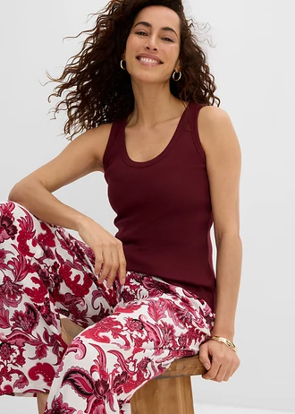 Maiou ripsat cu bumbac organic (set/2 buc.) • roșu-arțar/ecru • magazin bonprix