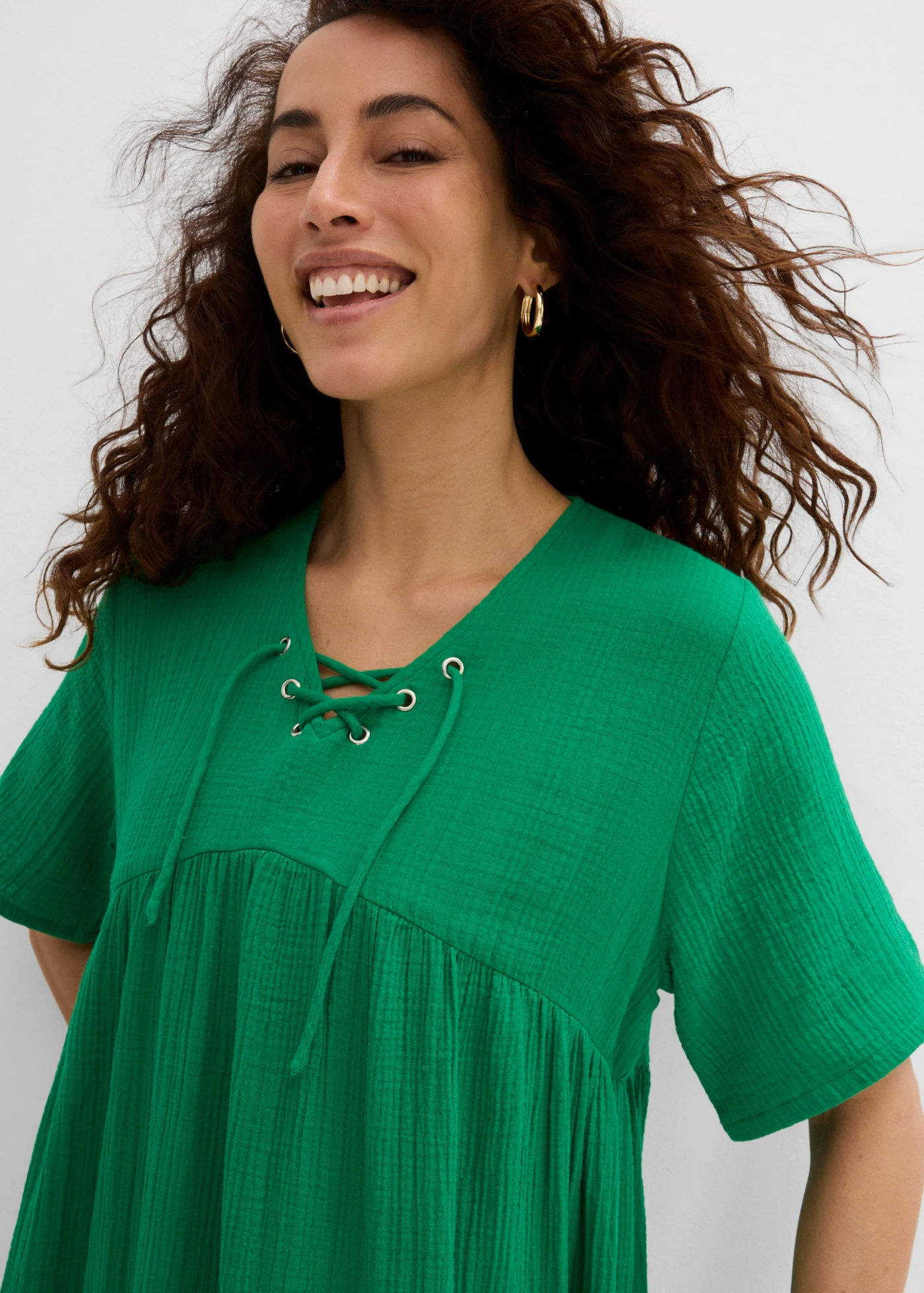 Midi jurk van puur katoen • edelsteengroen • product-page.page-title-suffix