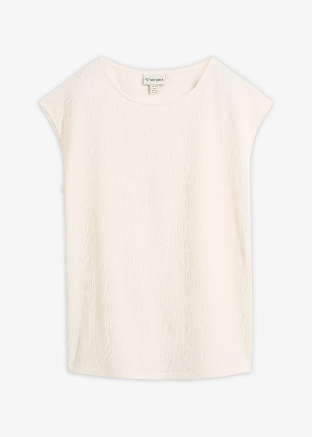 T-shirt z materiału ze strukturą